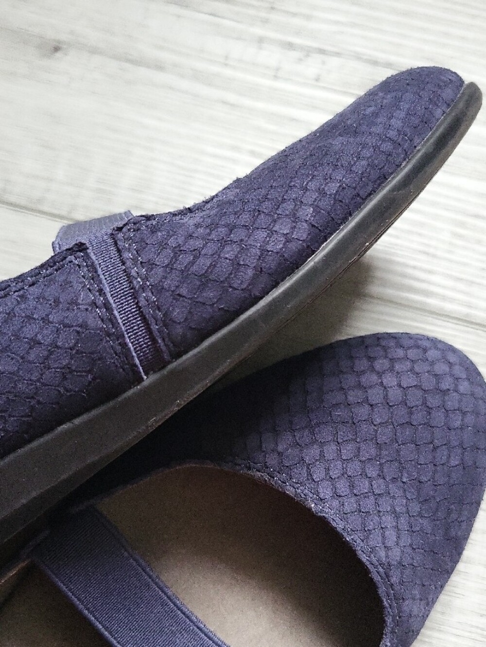 Aerosoles Navy Textured Mary Jane Flats with Dual Elastic Straps - Picture 5 of 10